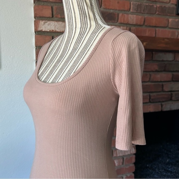 Reformation Gigi Ribbed Knit Mini Dress in Blush Pink Sz S - Picture 7 of 10